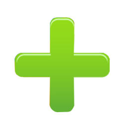 A green plus sign on a colorful background.