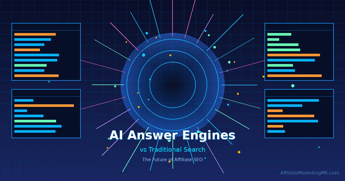 Futuristic AI Command Center - AI Answer Engines vs Traditional Search for Affiliate Marketers